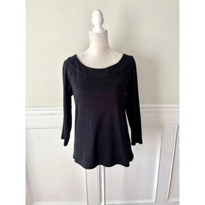 Rafaella Black Cotton Boatneck Top Blouse M